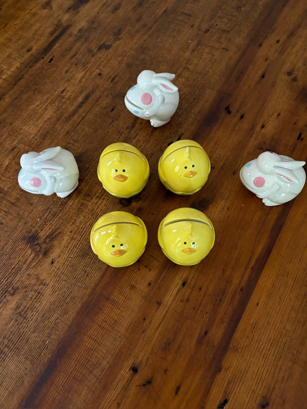 Pier One Set of 7 Easter Chicks & Bunny Place Card Holders  Ceramic